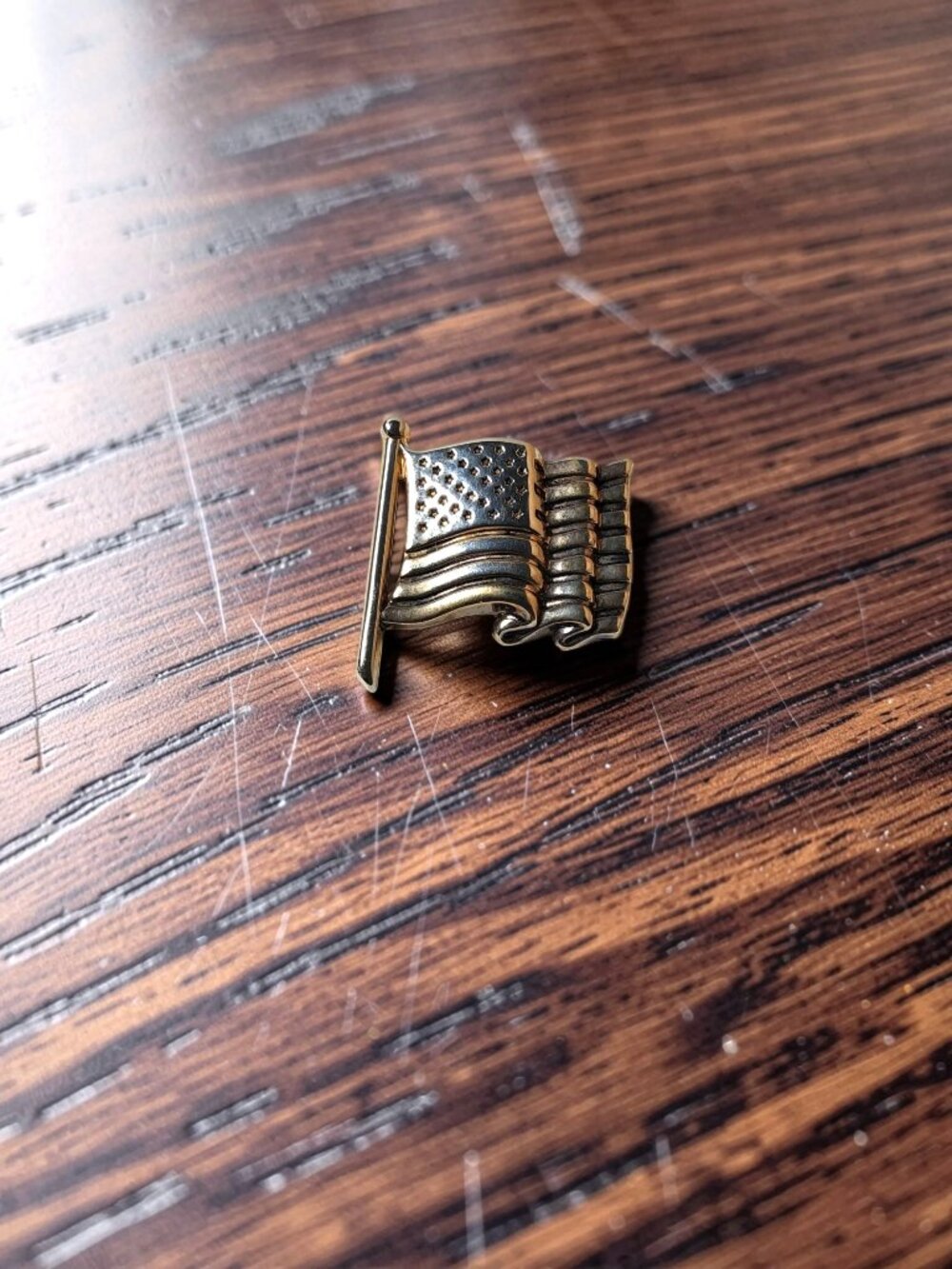 Vintage Best American Flag Brooch Pin With Rhinestones By Best